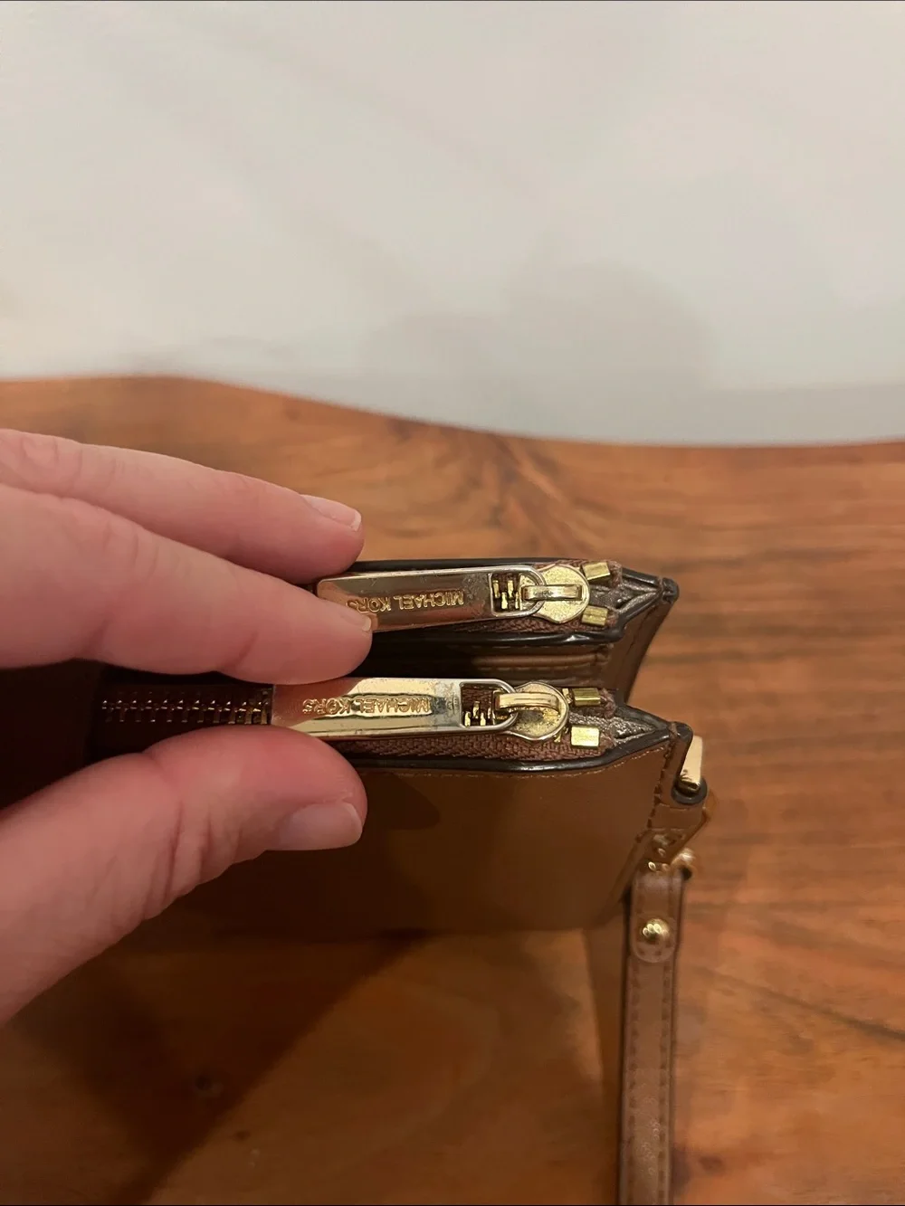 Michael Kors Brown Saffiano Leather Wristlet